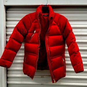 Lauren, Ralph Lauren, red and gold puffy jacket. Size XXS new $350.